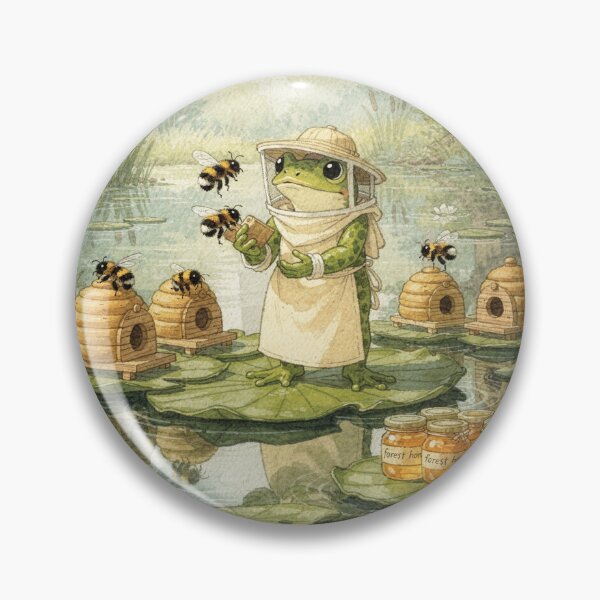 Item preview, Frog Beekeeper Tending Bumblebee Hives designed and sold by PictorialWhimsy.