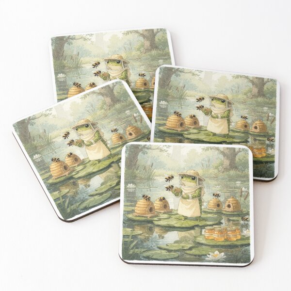 Item preview, Frog Beekeeper Tending Bumblebee Hives designed and sold by PictorialWhimsy.