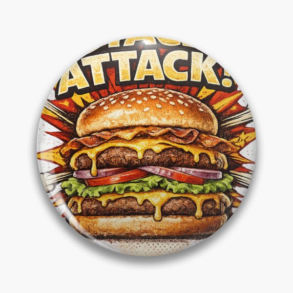 Item preview, Stack Attack: Comic Book Burger Double Patty Bold Typography Art designed and sold by irfanshikh.