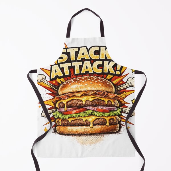 Item preview, Stack Attack: Comic Book Burger Double Patty Bold Typography Art designed and sold by irfanshikh.
