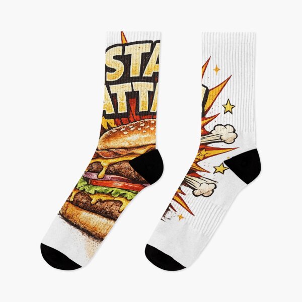 Item preview, Stack Attack: Comic Book Burger Double Patty Bold Typography Art designed and sold by irfanshikh.