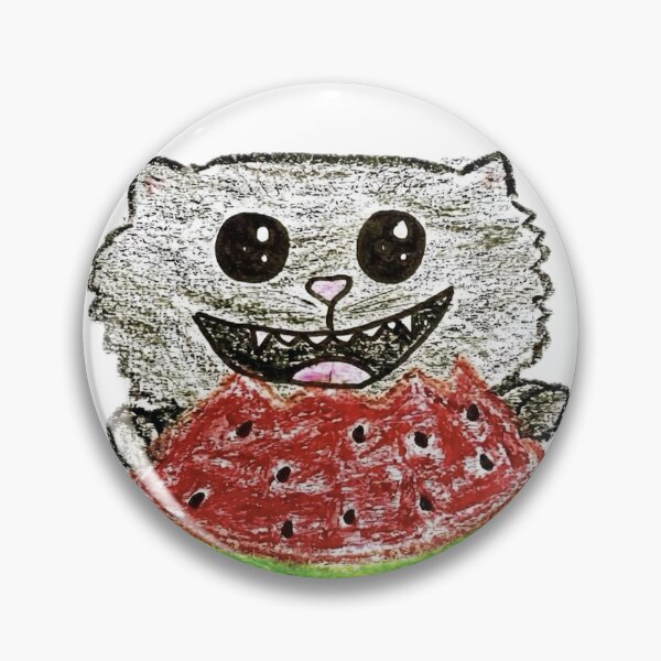 Item preview, Cute Black Cat Eating Watermelon Crayon Drawing designed and sold by MagicYana.