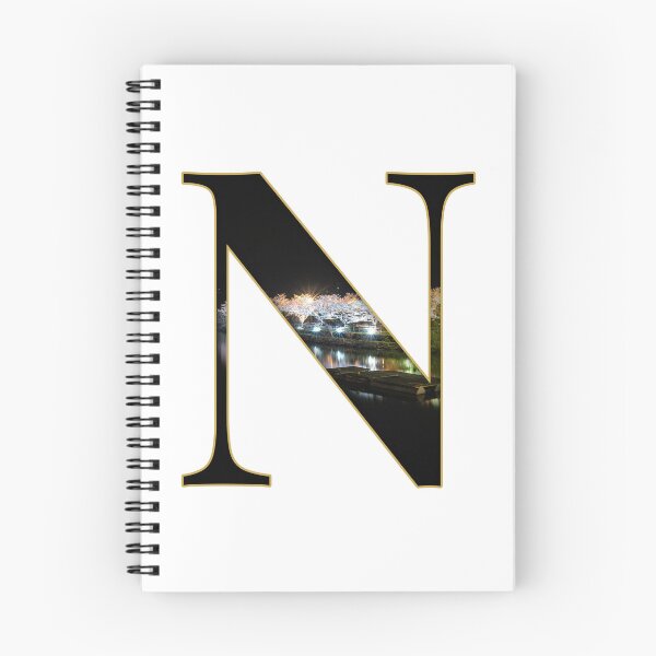 Item preview, Night Sakura River Letter N designed and sold by InakaLifePhoto.