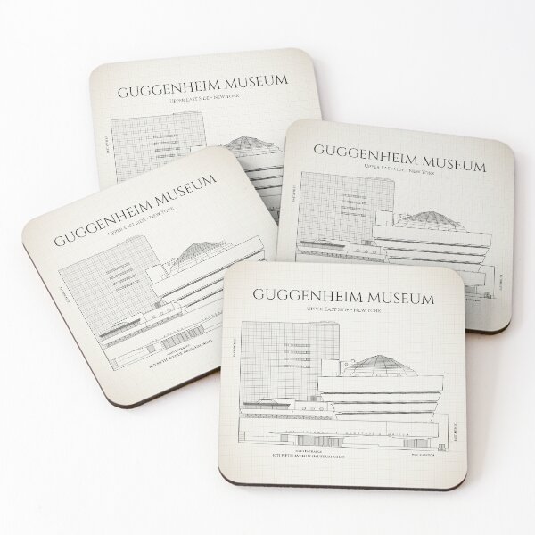 Item preview, Guggenheim Museum. Elevation and Site Plan. New York (Ivory Brown Grid) designed and sold by BGALAXY.