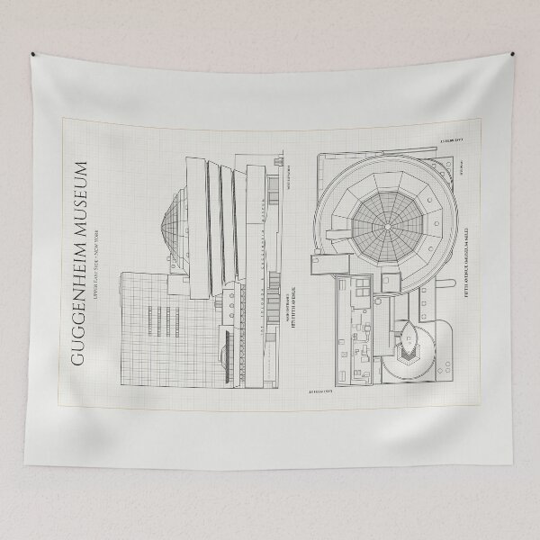 Item preview, Guggenheim Museum. Elevation and Site Plan. New York (Ivory Brown Grid) designed and sold by BGALAXY.