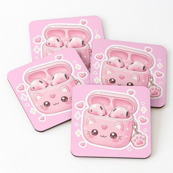 Item preview, Cute Kawaii Cat Wireless Earbuds Sticker designed and sold by Christiana-Art.