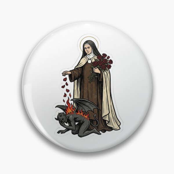 Item preview, St Therese of Lisieux Spiritual Warfare Catholic Saint Defeating Demon designed and sold by raedattia.