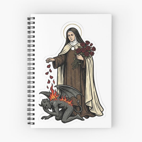 Item preview, St Therese of Lisieux Spiritual Warfare Catholic Saint Defeating Demon designed and sold by raedattia.