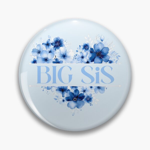 Item preview, Big Sis – Blue Floral Heart Watercolor Illustration designed and sold by EmeraldeaArt.