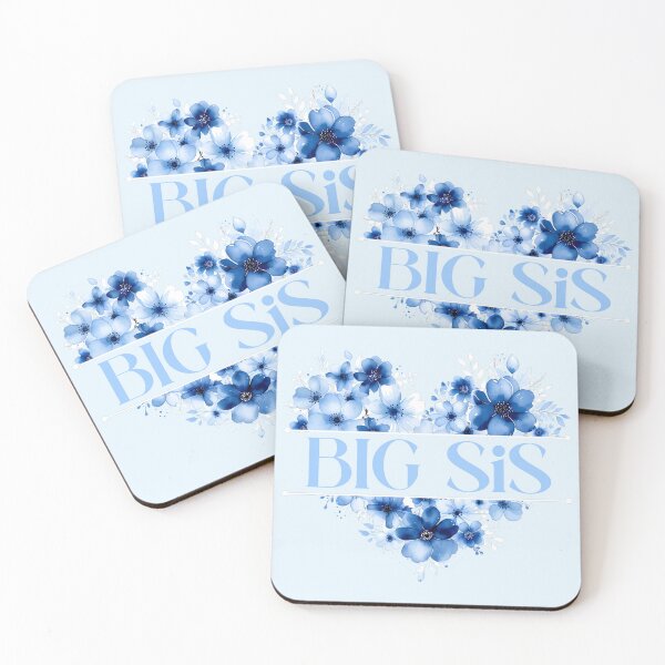 Item preview, Big Sis – Blue Floral Heart Watercolor Illustration designed and sold by EmeraldeaArt.