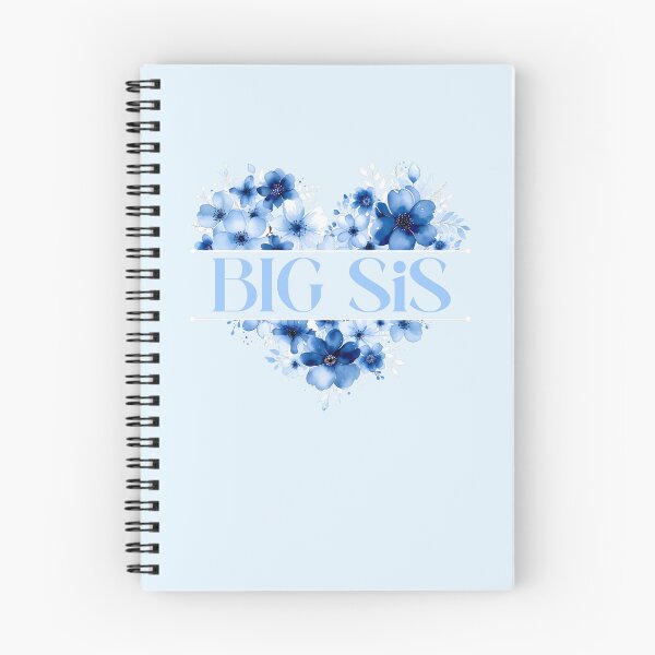 Item preview, Big Sis – Blue Floral Heart Watercolor Illustration designed and sold by EmeraldeaArt.