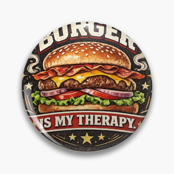 Item preview, Burger Is My Therapy: Wellness Motivation Vintage Badge Design designed and sold by irfanshikh.