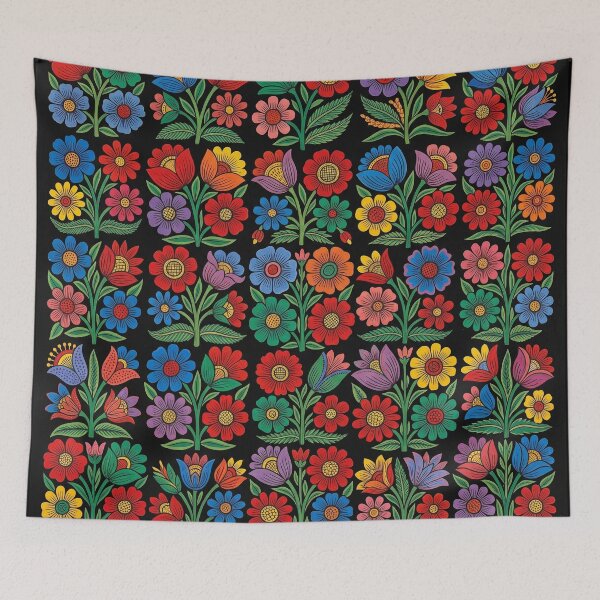 Item preview, Midnight Flora: The Aggressive Folk Art Botanical Grid designed and sold by FreiherrPK.