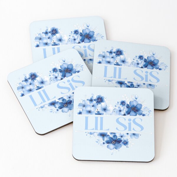 Item preview, Lil Sis – Blue Floral Heart Watercolor Illustration designed and sold by EmeraldeaArt.