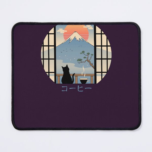 Item preview, Coffee Cat Watching Mt Fuji Japanese Sunset designed and sold by YaserShope.