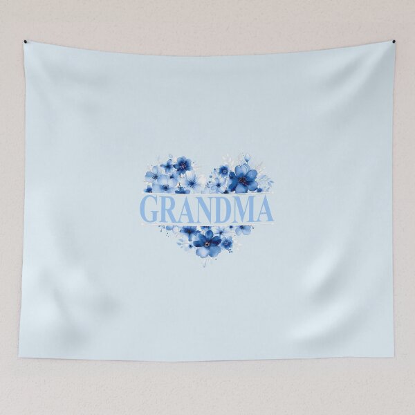 Item preview, Grandma – Blue Floral Heart Watercolor Illustration designed and sold by EmeraldeaArt.