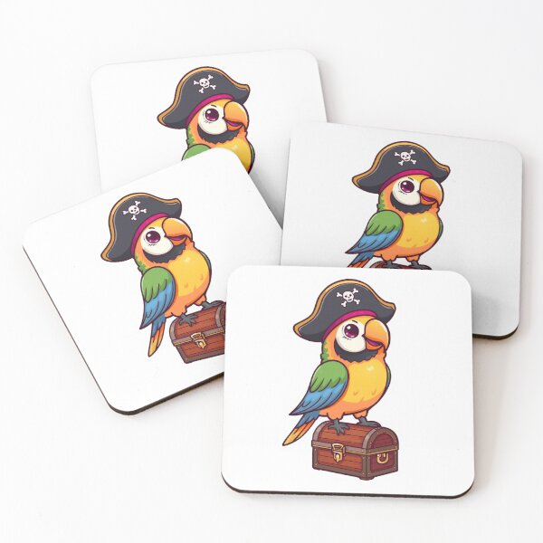 Item preview, Pirate Parrot Sticker – Kawaii Treasure Chest Tropical Bird Vinyl Decal for Pirate & Animal Lovers designed and sold by Pandey14.