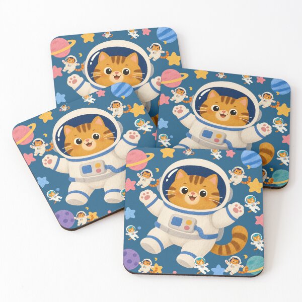 Item preview, Space Cat Astronaut Seamless Pattern for Kids and Aesthetic Decor designed and sold by TheQuoteStudio.