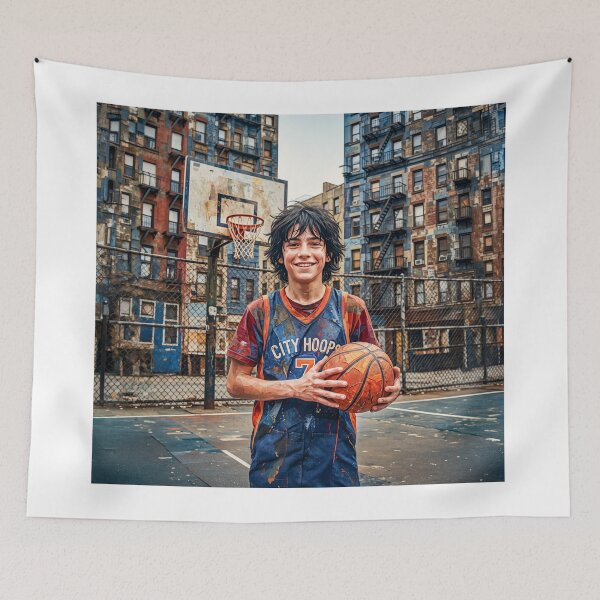 Aperçu de l'œuvre Teenage Boy Street Basketball Portrait créée et vendue par Home Decor Art.
