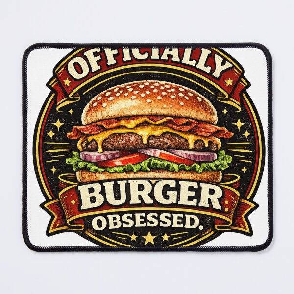Item preview, Officially Burger Obsessed: Vintage Badge Certification Design designed and sold by irfanshikh.