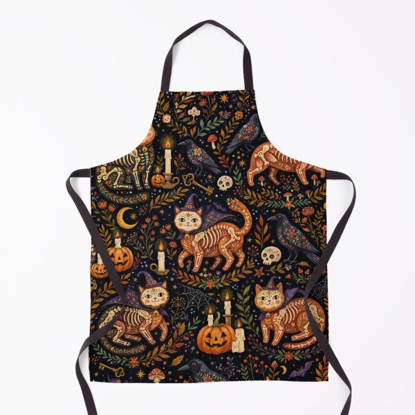 Item preview, Vintage Halloween Skeleton Cat Seamless Pattern designed and sold by Iampoji.