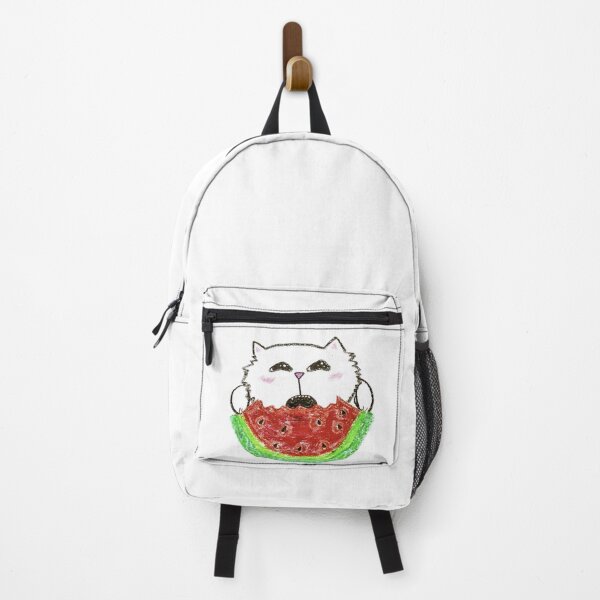 Item preview, Cute White Cat Eating Watermelon Crayon Drawing designed and sold by MagicYana.