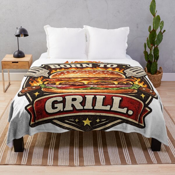 Artikelvorschau, Zum Grillen geboren: Lifestyle-Abzeichen mit BBQ-Flamme als Motivations-Design entworfen und verkauft von irfanshikh.