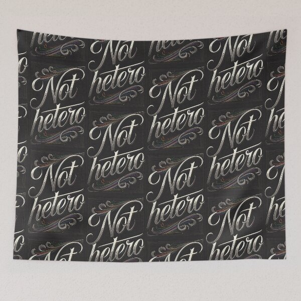 Item preview, Not Hetero Calligraphy Rainbow Art designed and sold by ZhivanCrimson.