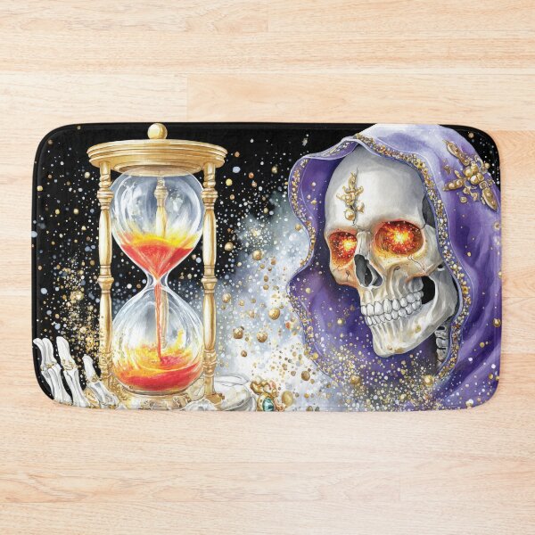 Item preview, Purple Hood Skull with Hourglass Puzzle Dark Fantasy Gothic Art designed and sold by olenapetol.