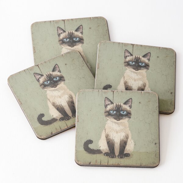 Item preview, Suspicious Cross-Eyed Siamese Folk Portrait designed and sold by PictorialWhimsy.