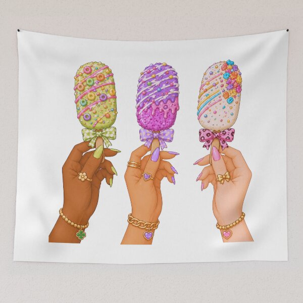 Item preview, Hands Holding Decorated Ice Cream Bars Illustration designed and sold by DjFreeq.