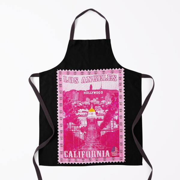 Item preview, Los Angeles Pink Vintage Postage Stamp California | Retro Hollywood skyline | City of Angels souvenir designed and sold by Youngkev-arts.