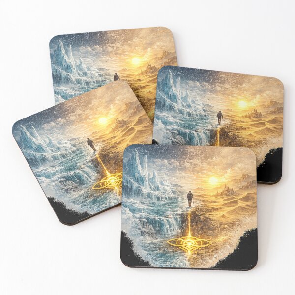Item preview, Stormy sea and golden coast – Fantasy seascape | FN-02 designed and sold by ZweiWelten.