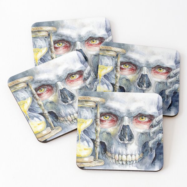 Item preview, Skull Close Up with Hourglass Puzzle Dark Gothic Time Concept Art designed and sold by olenapetol.