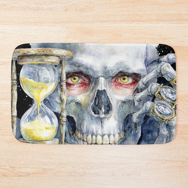 Item preview, Skull Close Up with Hourglass Puzzle Dark Gothic Time Concept Art designed and sold by olenapetol.