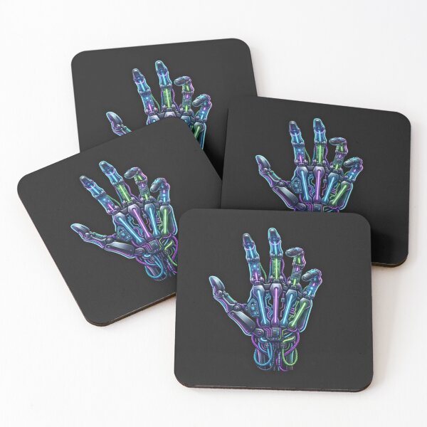 Item preview, Cyber Skeleton Hand Neon - Futuristic Mechanical Hand Art designed and sold by alalame.