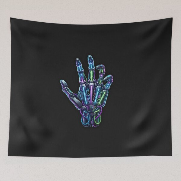 Item preview, Cyber Skeleton Hand Neon - Futuristic Mechanical Hand Art designed and sold by alalame.