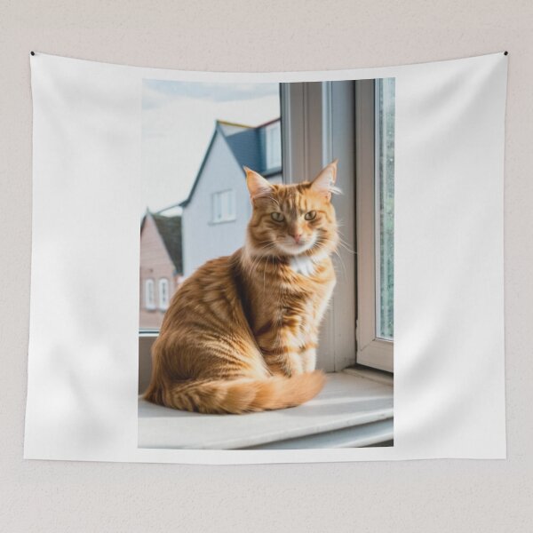 Item preview, Animals - Ginger Tabby Cat, Serene Contemplation at the Window designed and sold by World-Pets.