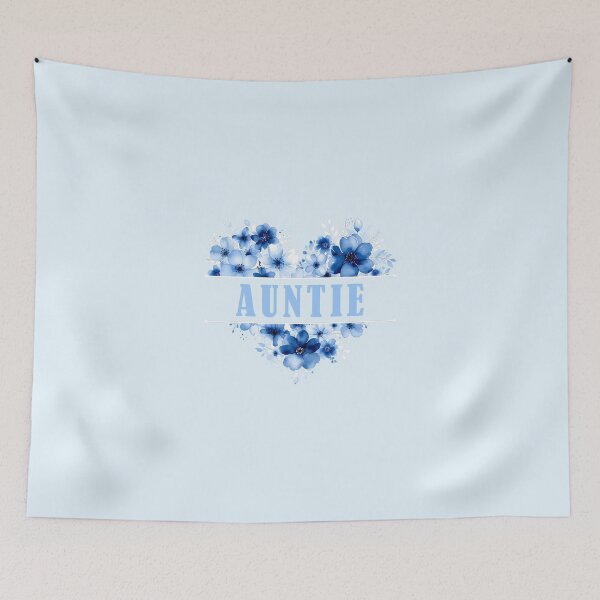 Item preview, AUNTIE – Blue Floral Heart Watercolor Illustration designed and sold by EmeraldeaArt.
