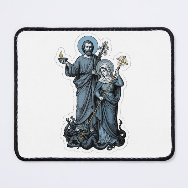 Item preview, St Joseph and Virgin Mary Spiritual Warfare Defeating Demon Catholic designed and sold by raedattia.