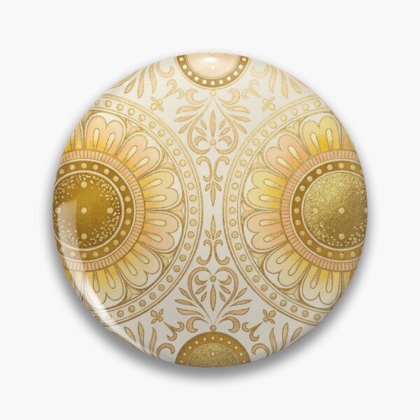 Item preview, Korean Traditional Golden Lotus Medallion Ornament Pattern designed and sold by Yiruda-Art.