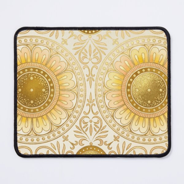 Item preview, Korean Traditional Golden Lotus Medallion Ornament Pattern designed and sold by Yiruda-Art.