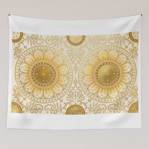 Item preview, Korean Traditional Golden Lotus Medallion Ornament Pattern designed and sold by Yiruda-Art.