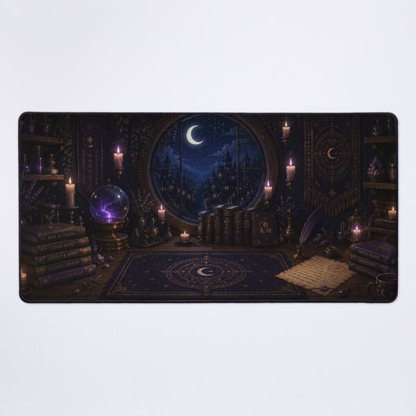 Item preview, Wizard's Study | Fantasy Magic Desk Mat | Enchanted Mouse Pad designed and sold by Tiny Realm Studio.