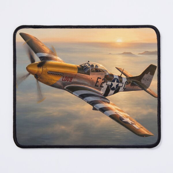 Item preview, P-51 Mustang over the sea, WW2 military art III (with text) designed and sold by Yaremchuk.