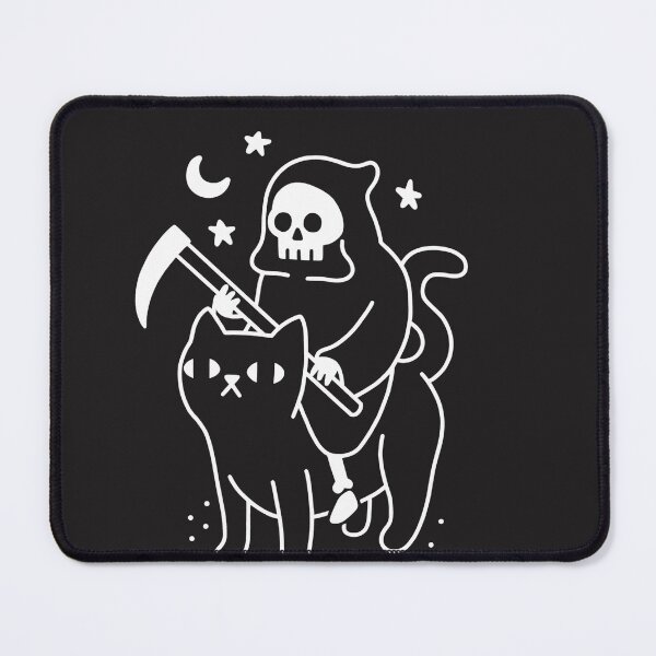 Item preview, Grim Reaper Riding Black Cat Kawaii designed and sold by SeraphSensei.