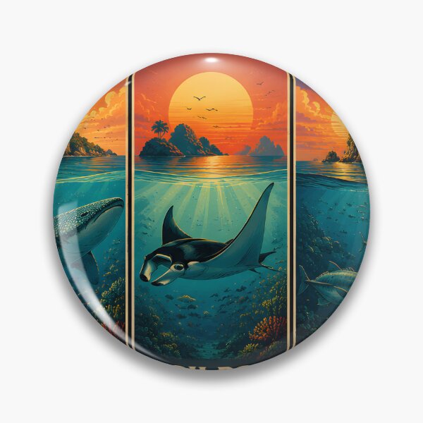 Item preview, Ocean Soul – Retro Tropical Sunset Illustration designed and sold by Spirit of Siam.