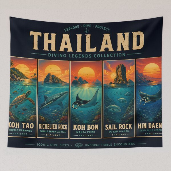 Item preview, Ocean Soul – Retro Tropical Sunset Illustration designed and sold by Spirit of Siam.