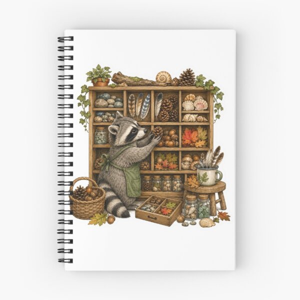 Item preview, Raccoon Organizing Forest Treasures on Shelves designed and sold by Snurly.
