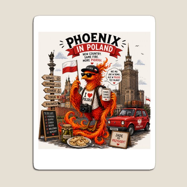Item preview, Phoenix in Poland | Funny Polish Tourist Bird Travel designed and sold by Suzaku Studio.